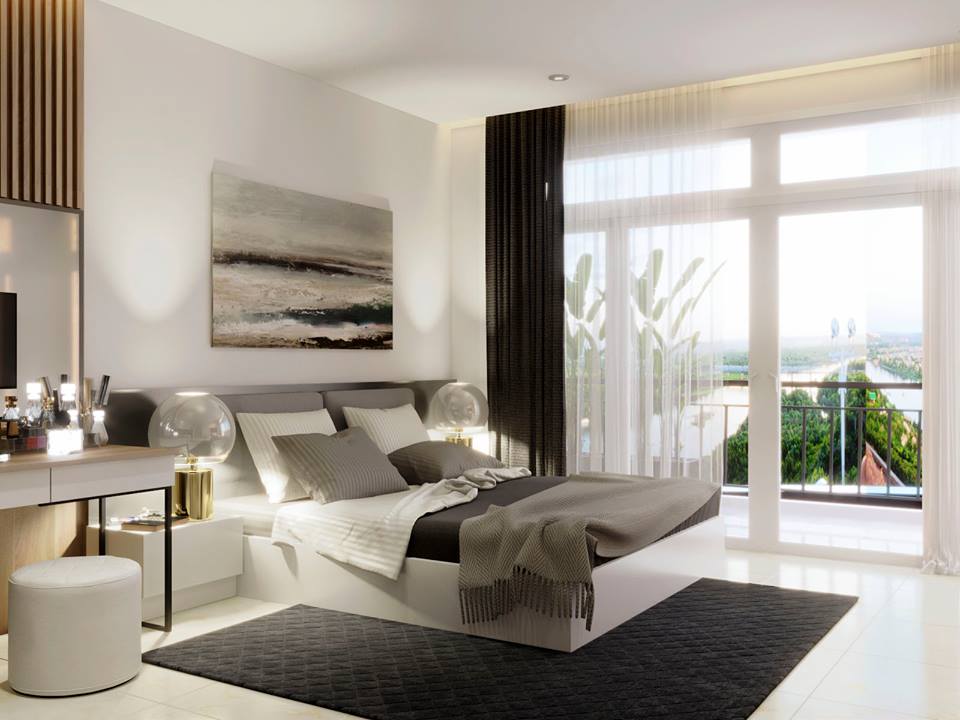 Mẫu thiết kế phòng ngủ tuyệt đẹp này với tone màu trắng giúp căn phòng trở nên bình dị