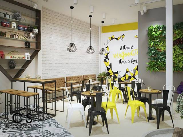 thiết kế nhà hàng kết hợp cafe